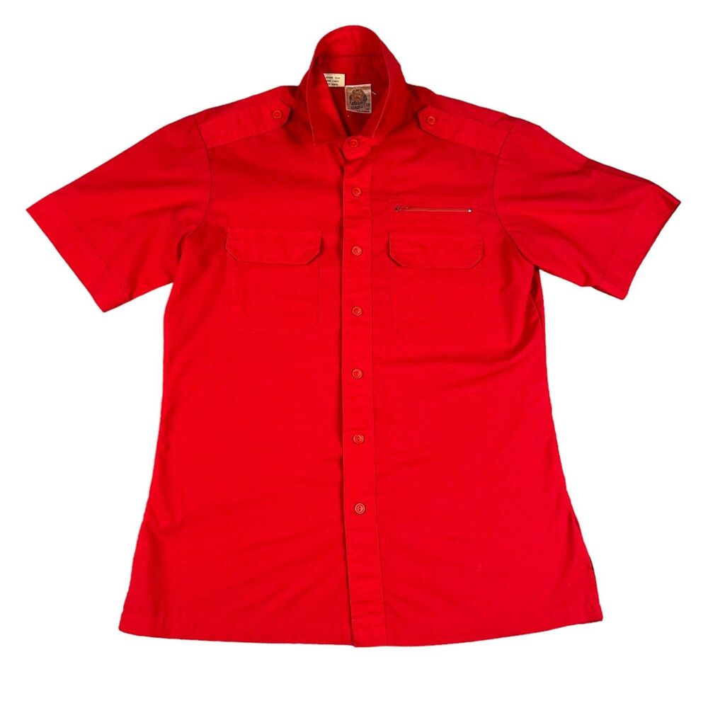 Kennington California Shirt Men's Medium Red Western Button Up Two Pocket VTG